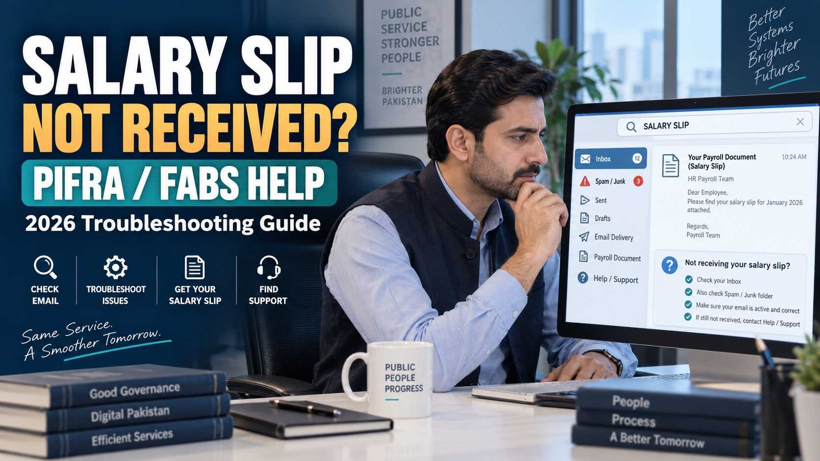 PIFRA salary slip not received troubleshooting guide for FABS E-Slip email